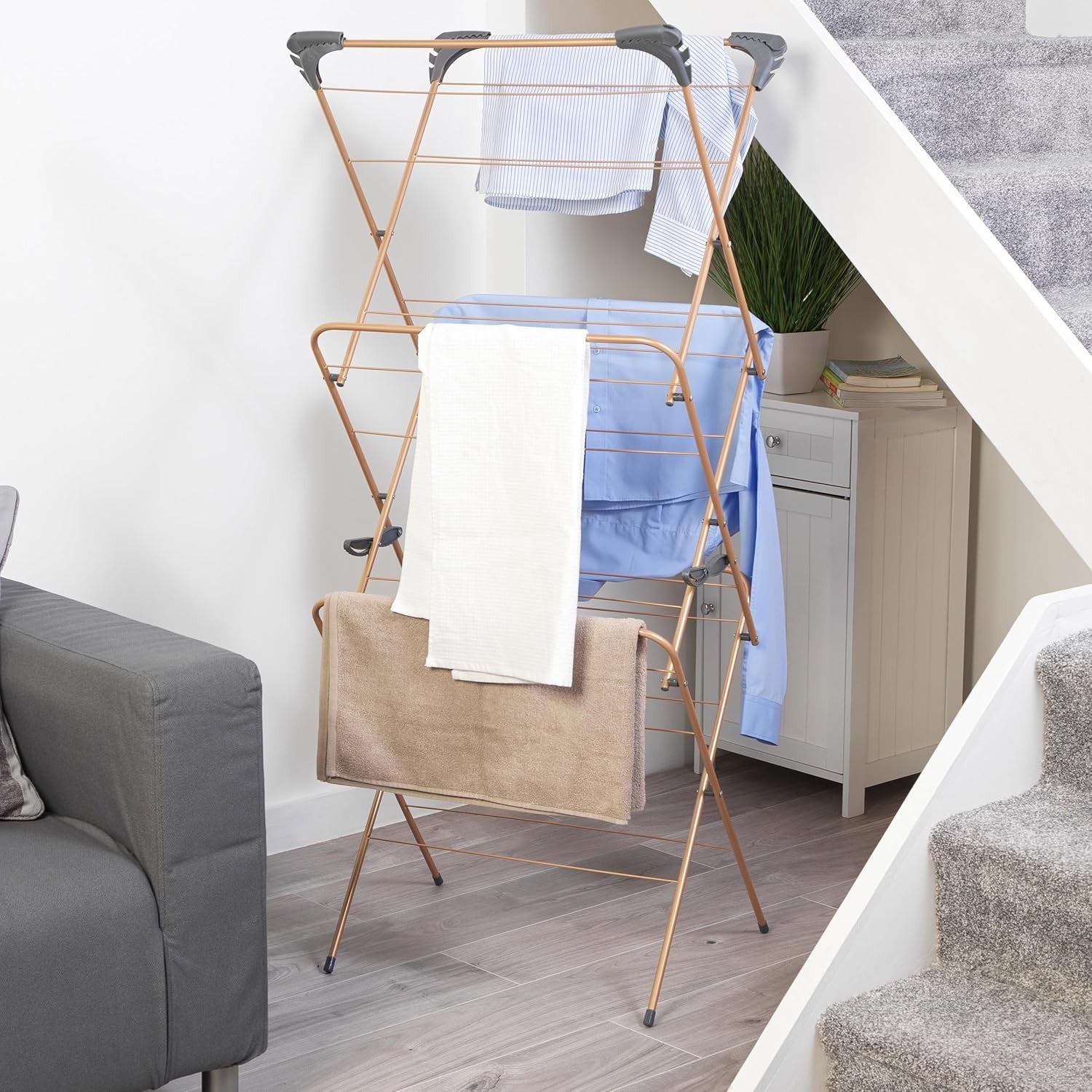 3 Tier Clothes Airer Folding Laundry Drying Rack Compact Indoor Stand