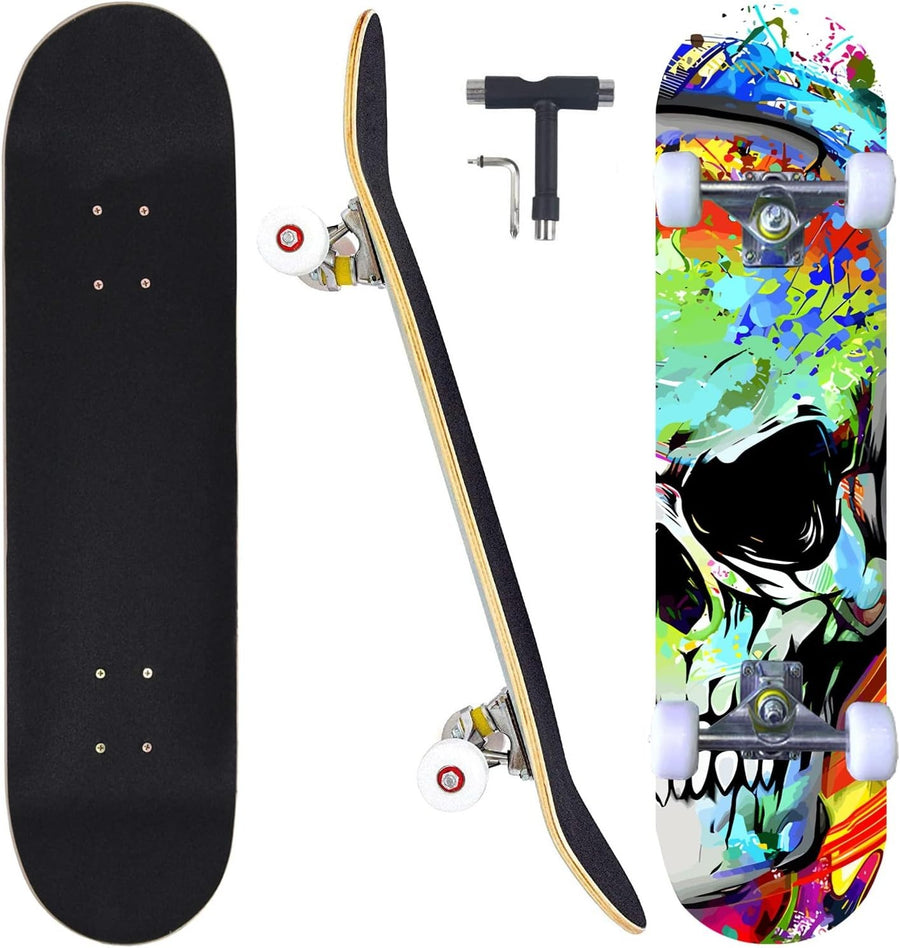 31 Inch Complete Skateboard Maple Wood Double Kick Longboard