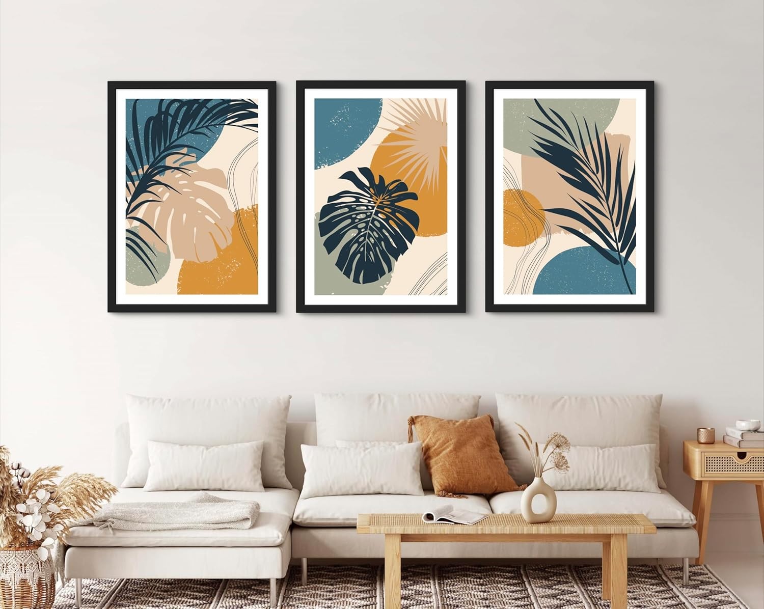 3Pcs EDEN Floral Abstract Wall Art – Pink & Green A3 Prints Home Decor