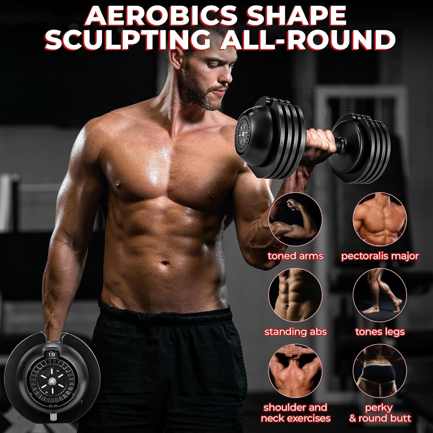 Adjustable Dumbbell Set 20kg Pair 5-in-1 Quick Change Non-Slip Home Gym