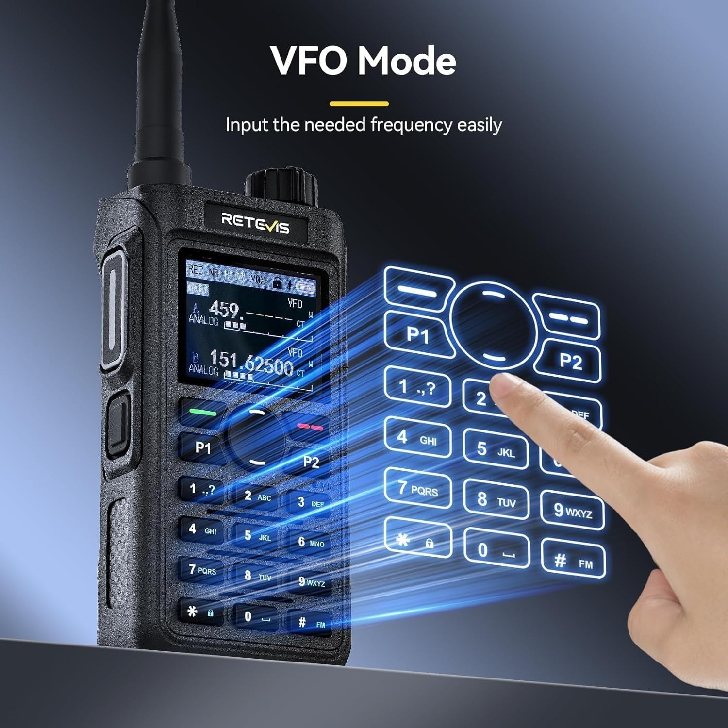 Dual Band Walkie Talkies 2 Pack High Power Long Range 2000mAh Type-C