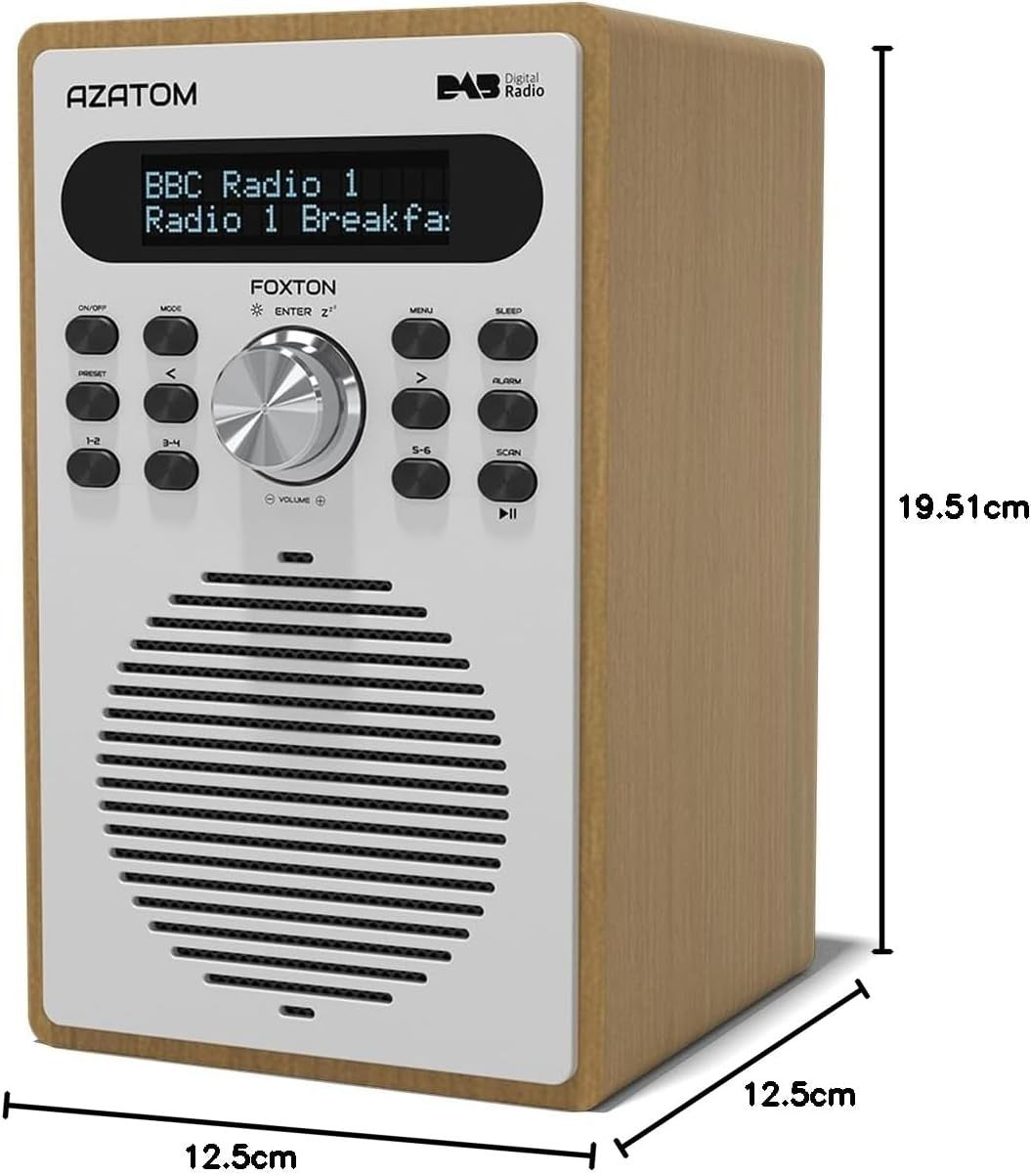 DAB+ FM Digital Radio Bluetooth Alarm Clock USB Charging Oak