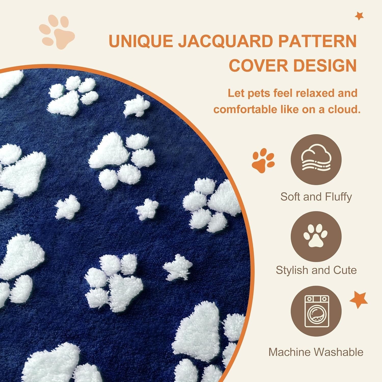 XL Dog Bed 104x71cm Washable Crate Mattress Navy Paw