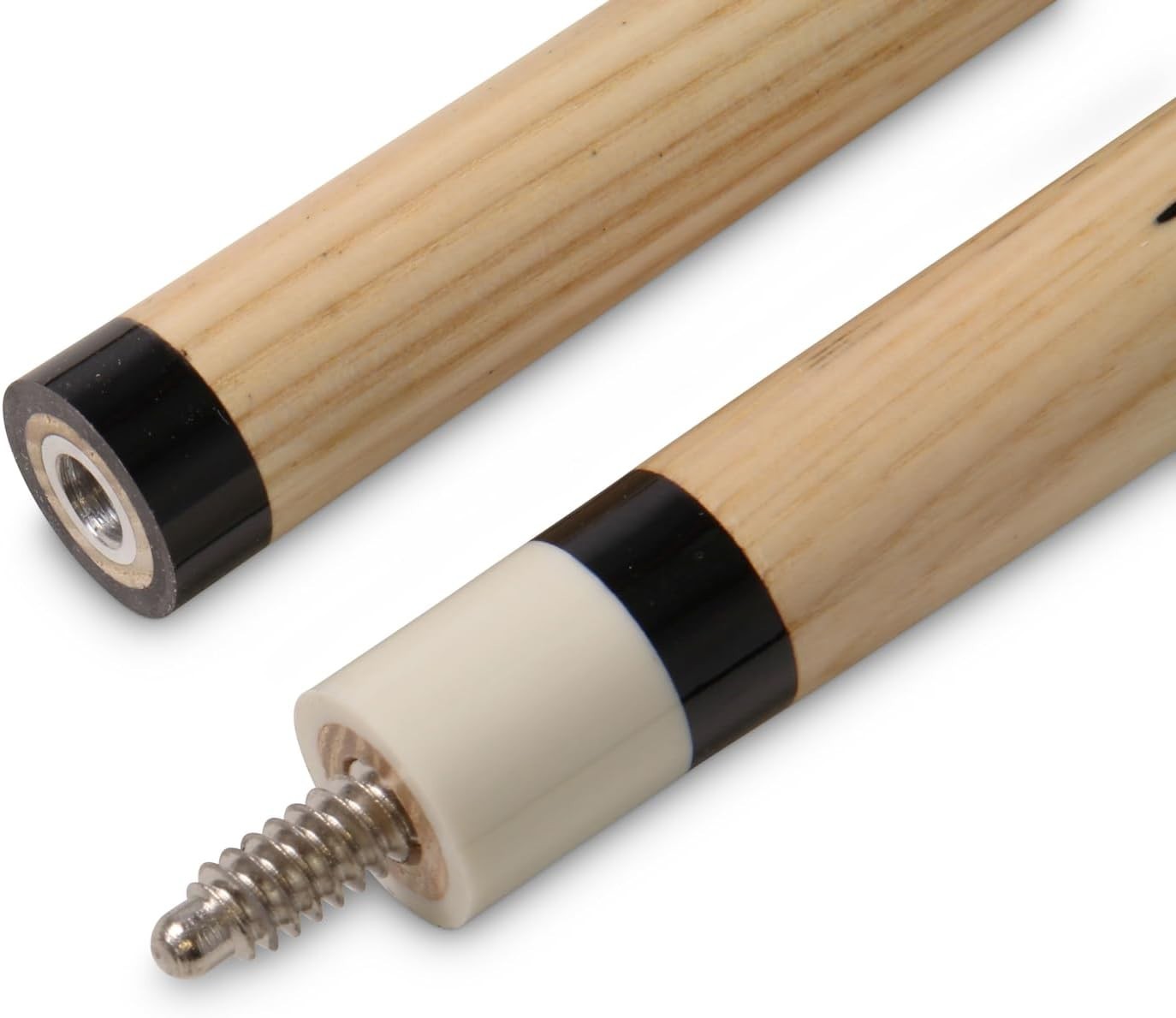 2x 57in Snooker Pool Cues 9.5mm Tip Centre Joint Maple Pub Set