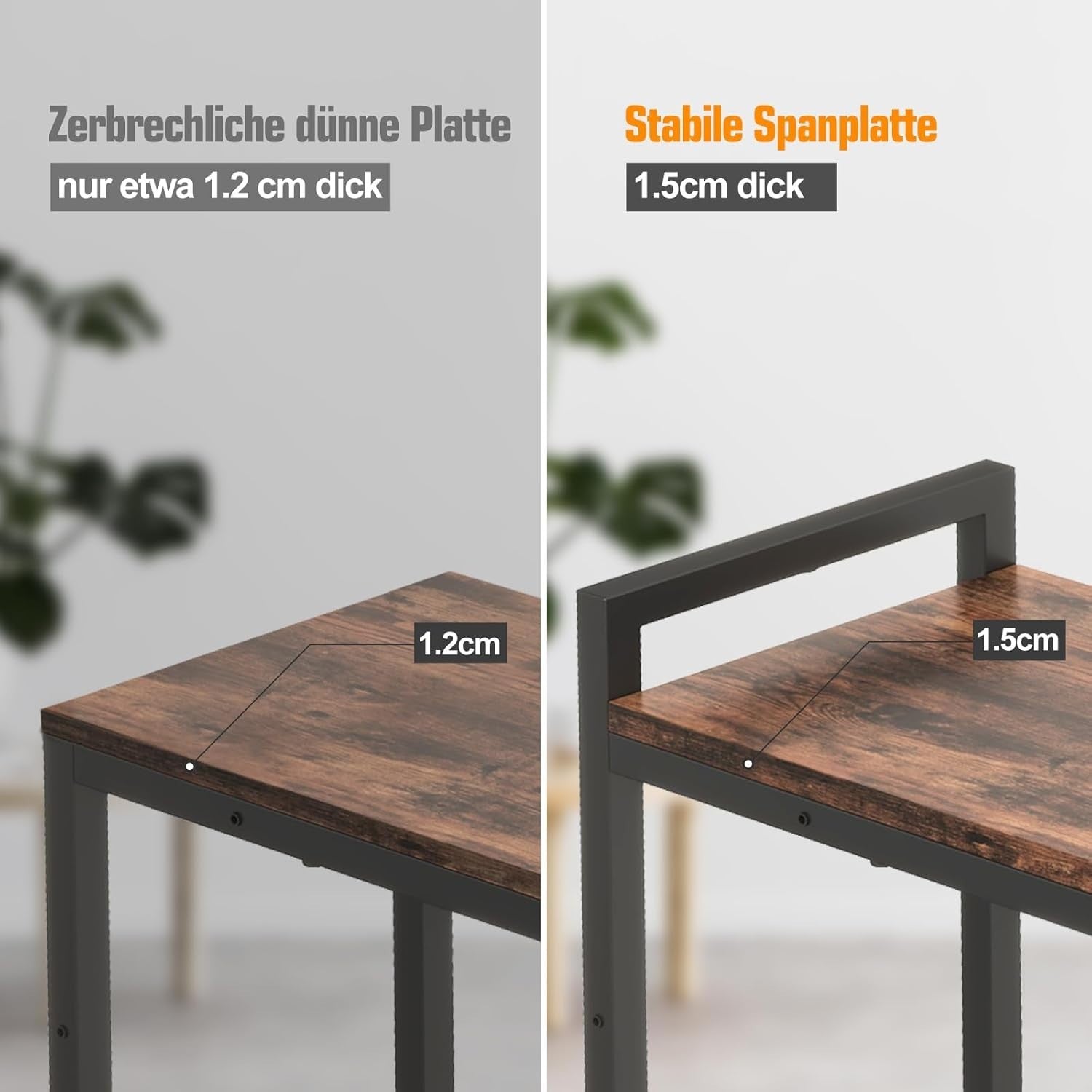 Narrow Console Table for Small Entryway & Hallway, Sturdy Wood + Metal