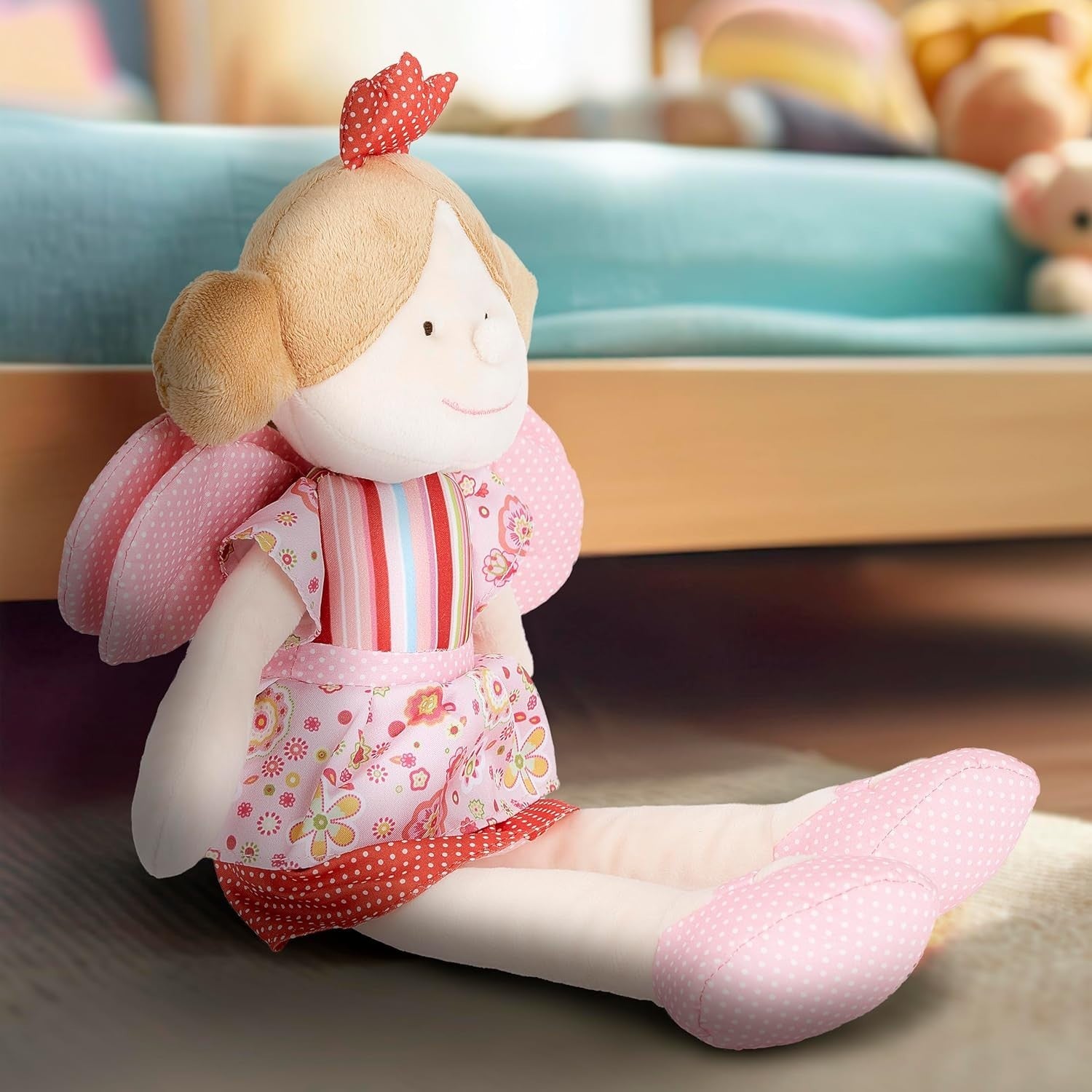 Pink Fairy Princess Soft Doll Plush Toy Wings Crown Baby Gift Girls