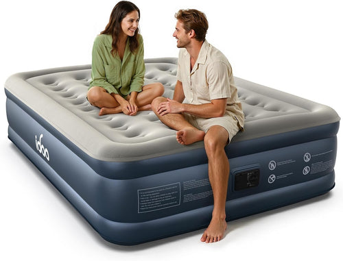 King Inflatable Air Bed Built In Electric Pump Flocked Guest Camping