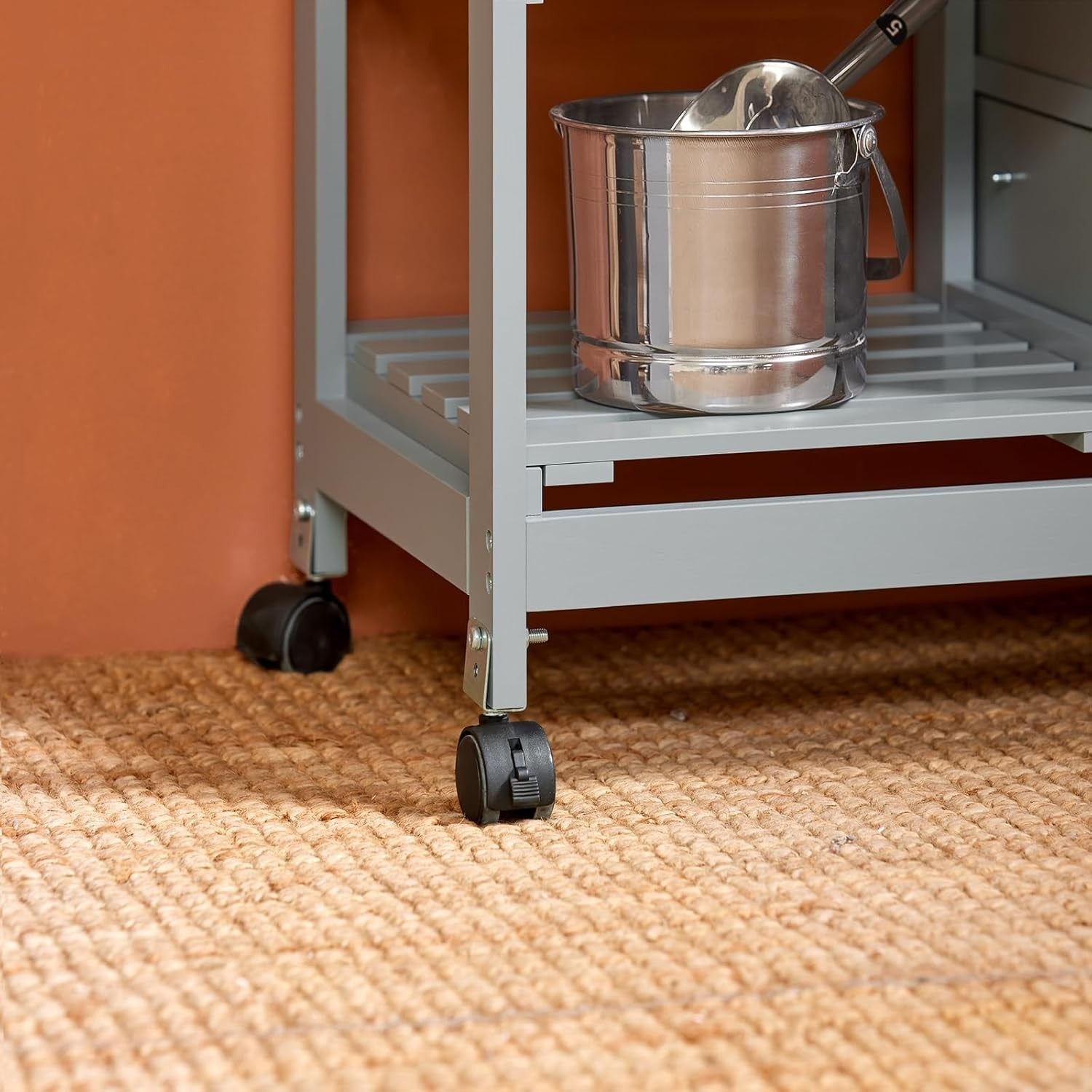 Kitchen Island Trolley with 3 Drawers & Removable Tray Grey 67x37cm
