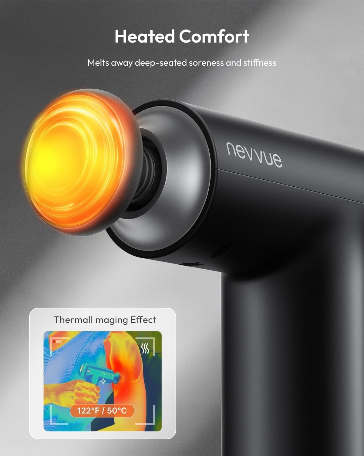 Mini Massage Gun with Heat Deep Tissue Percussion 9 Speeds 4 Heads