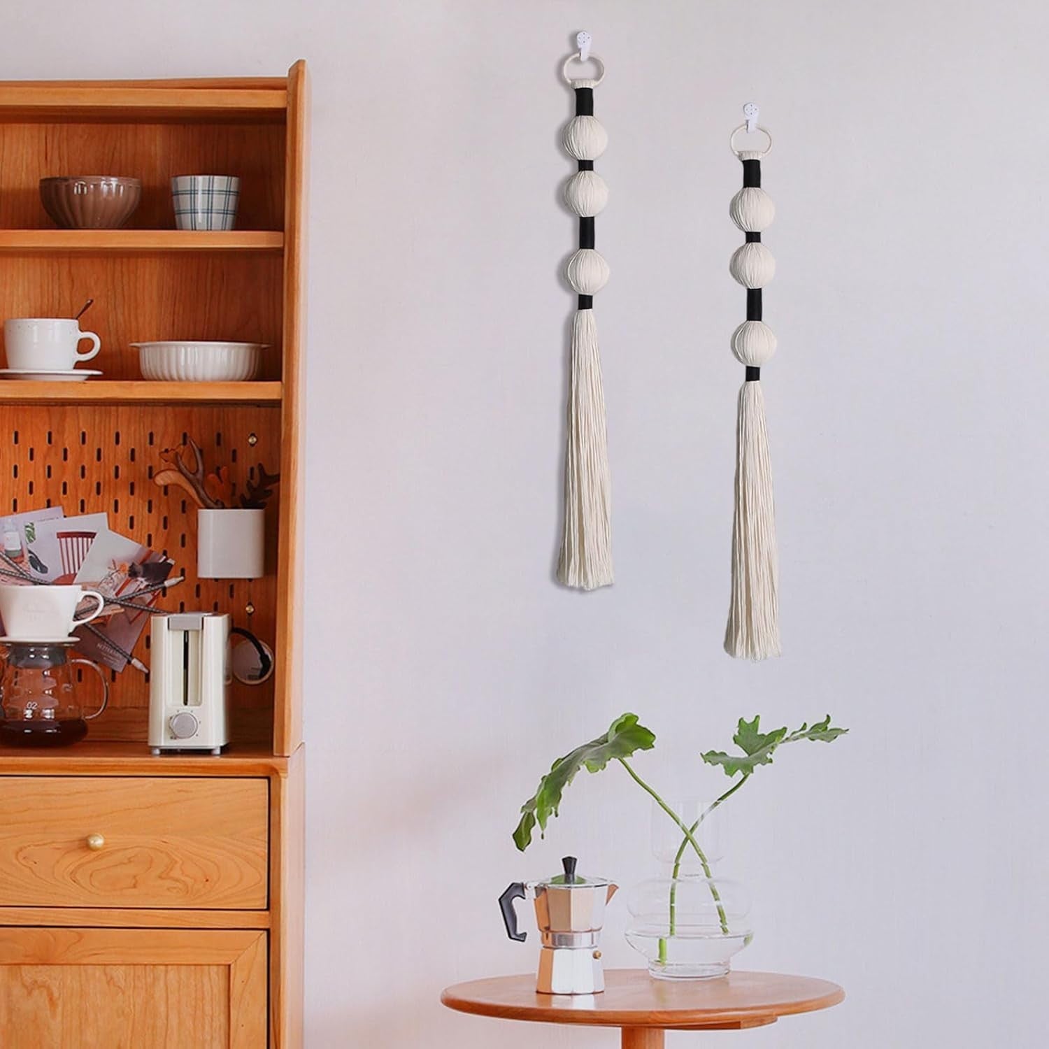 Boho Macrame Wall Hanging 5x70cm Hand-Woven Cotton Tapestry