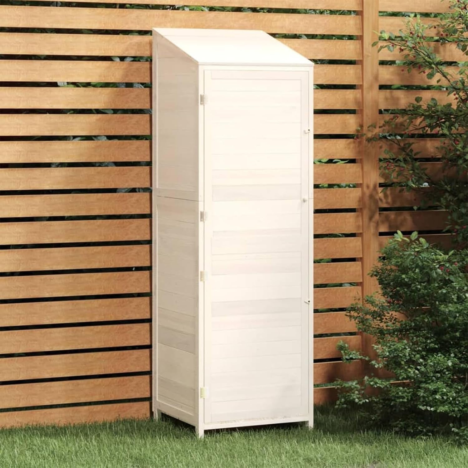 Outdoor Wooden Garden Shed 55x52x174.5cm White Tool Storage Weatherproof