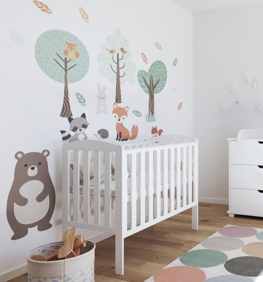 Space Saver Baby Cot with Drop Side Adjustable Height Grey Mini Crib White