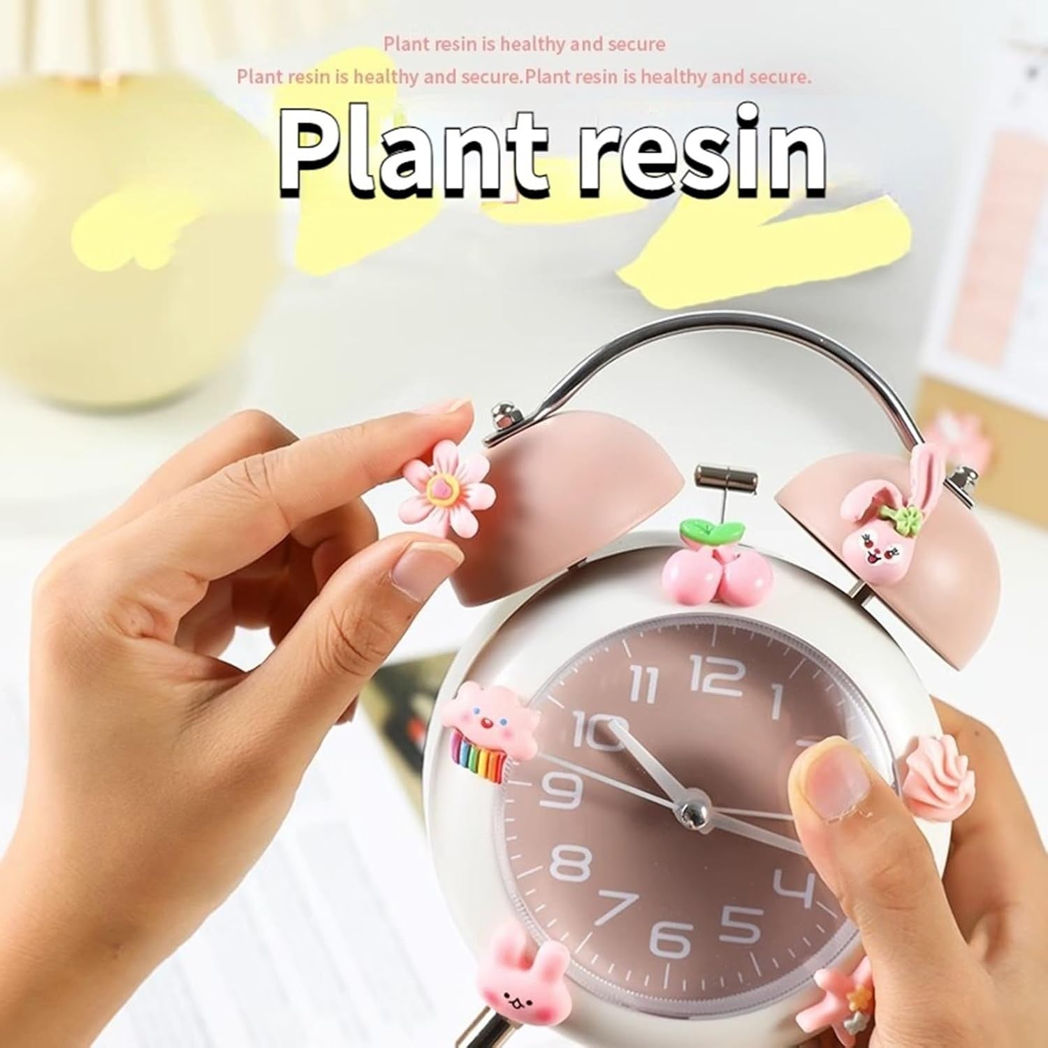 Cute Silent Alarm Clock for Heavy Sleepers Kids Students Retro Bell Design