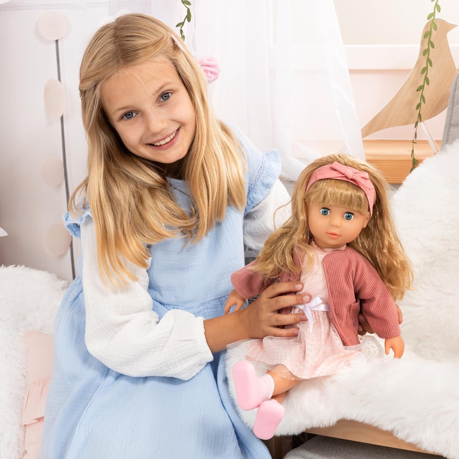 Interactive Baby Doll 46cm Soft Body Laughing Kissing Sounds Hair Play