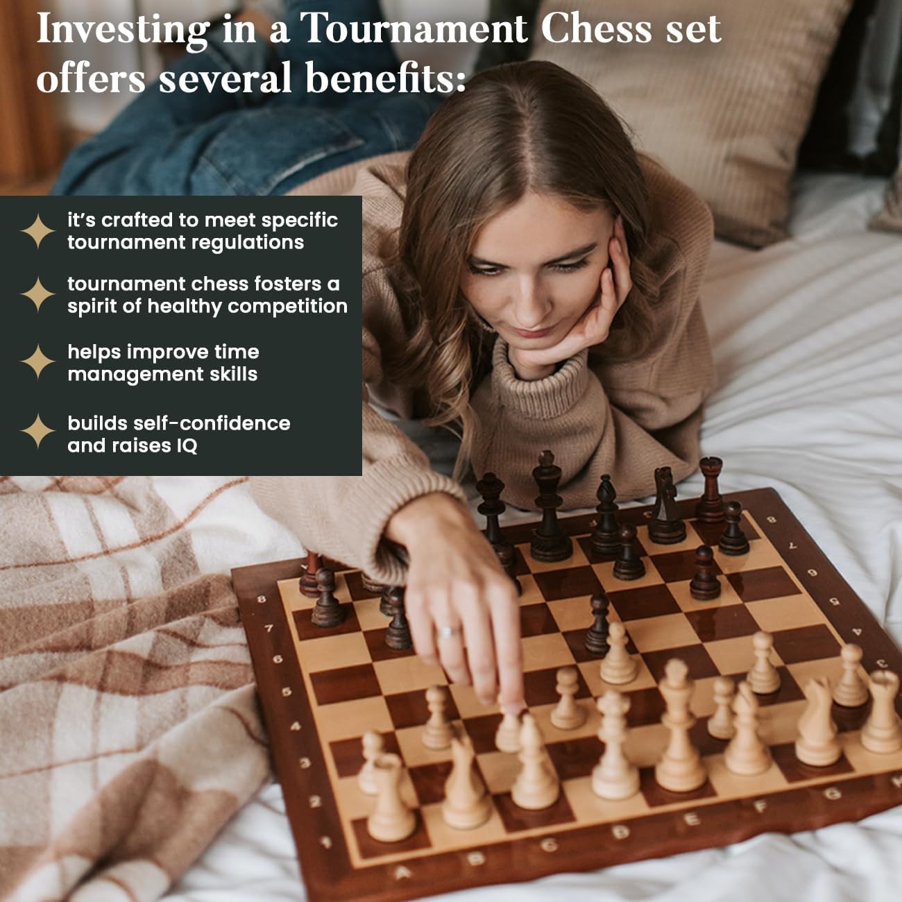 Luxury 54cm Tournament Wooden Chess Set | Weighted Staunton Pieces | Premium Gif