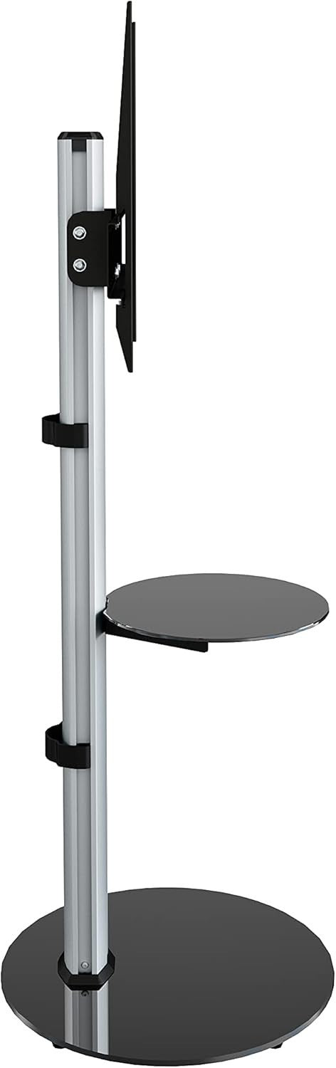 Swivel TV Stand With Shelf for 32-55" Screens Glass Base VESA Mount