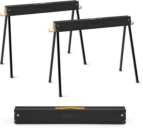 1000kg Folding Saw Horses Pair Heavy Duty Metal Trestles 2x4 Support Hooks