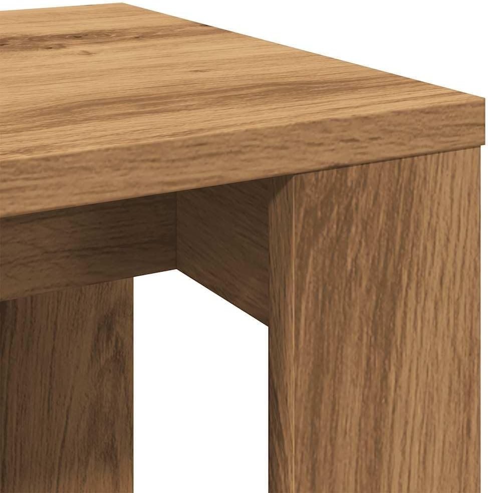 Artisan Oak Nesting Coffee Table End Side Wheel Wood Living Room Set