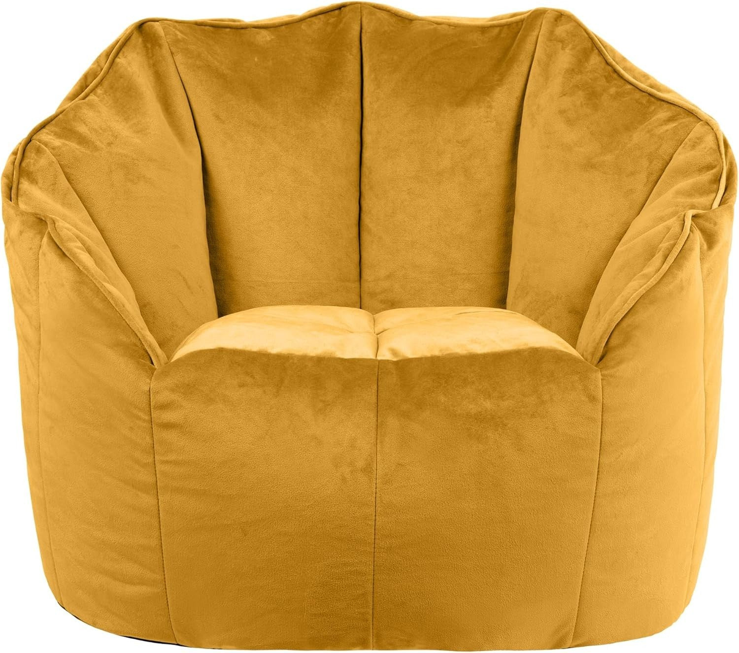 Large Velvet Bean Bag Chair Adult Seat Ochre Yellow Home Lounge Comfort