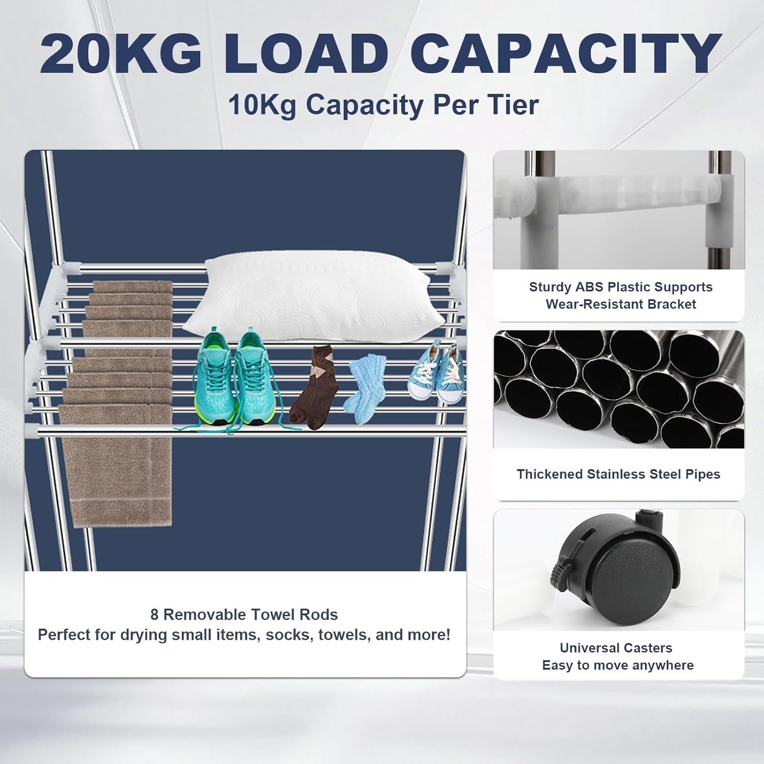 1500W Electric Clothes Dryer Cabinet Heated Airer 2 Tier Foldable Indoor