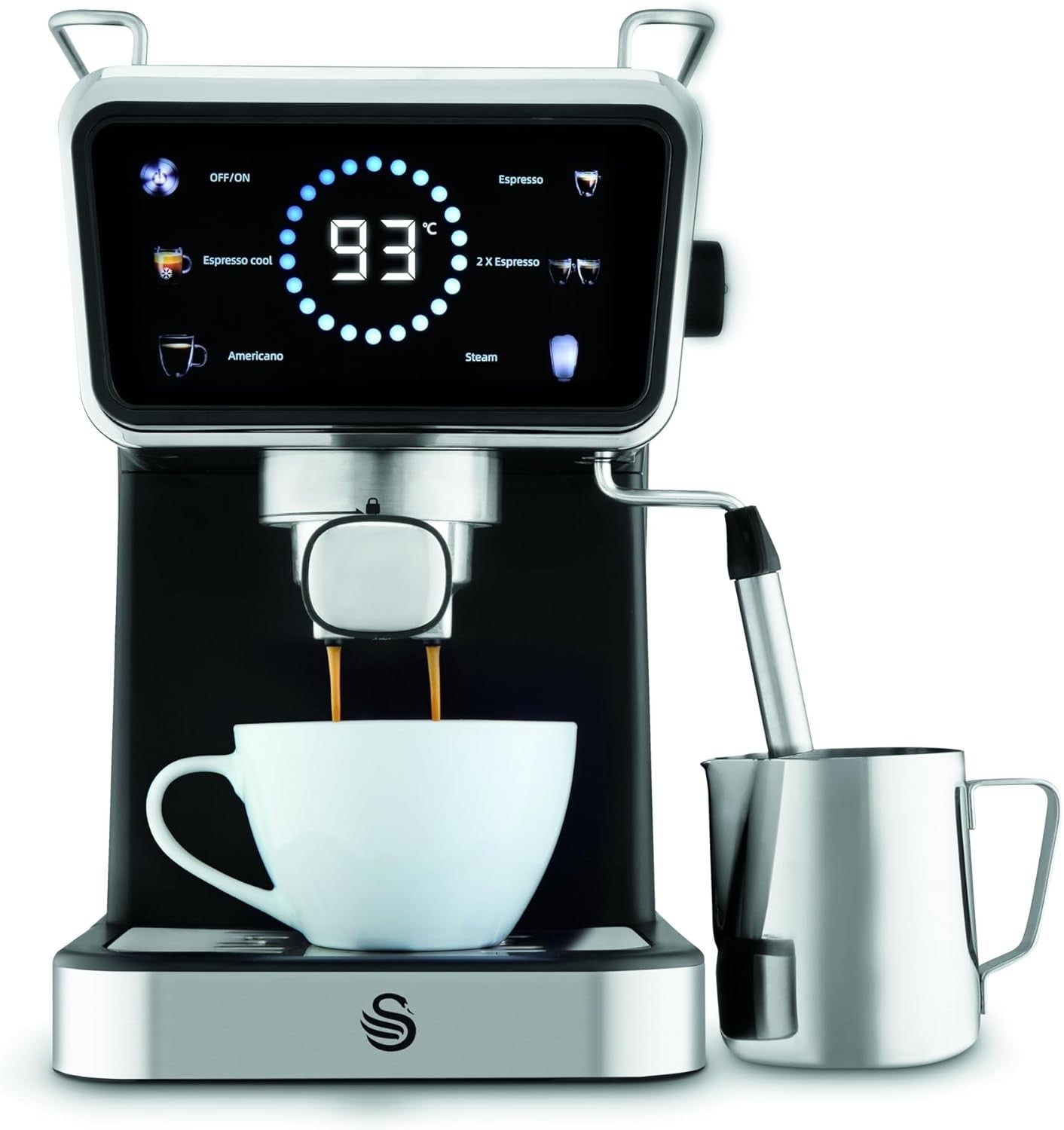 Digital Espresso Coffee Machine 20 Bar Pump Milk Frother Touch Controls 1.5L