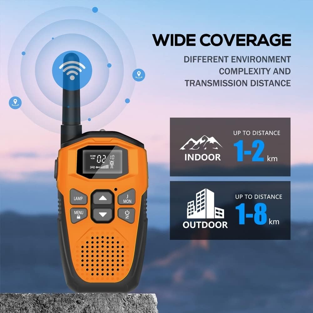 4 Pack Rechargeable Walkie Talkies Long Range 16CH VOX Type-C Flashlight