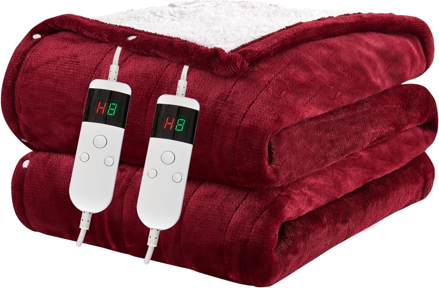 Double Electric Heated Blanket Dual Control 10 Heat Settings Auto Off 180x200cm