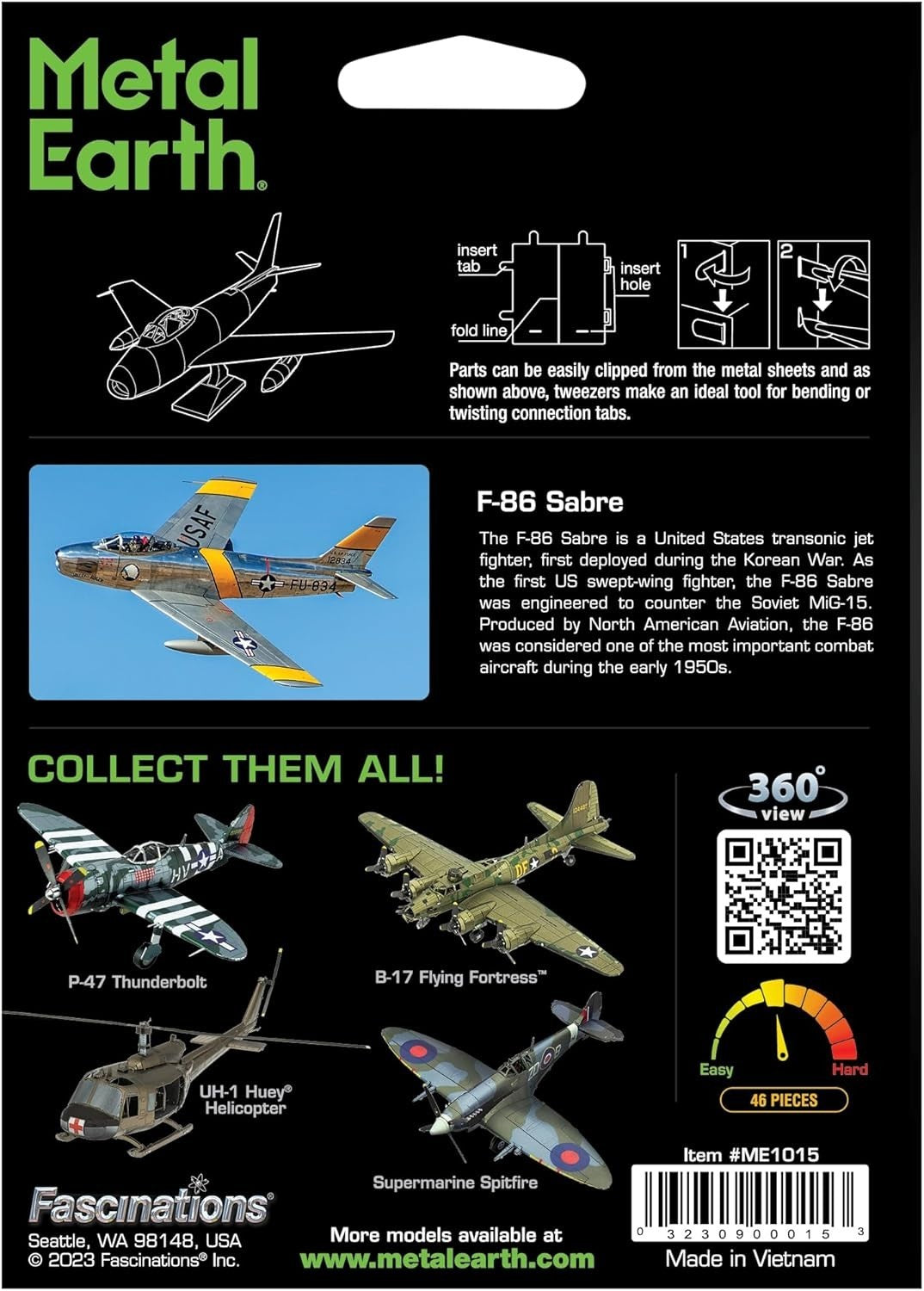 3D Metal F-86 Sabre Aircraft Model Kit – No Glue, Detailed, Easy Assembly