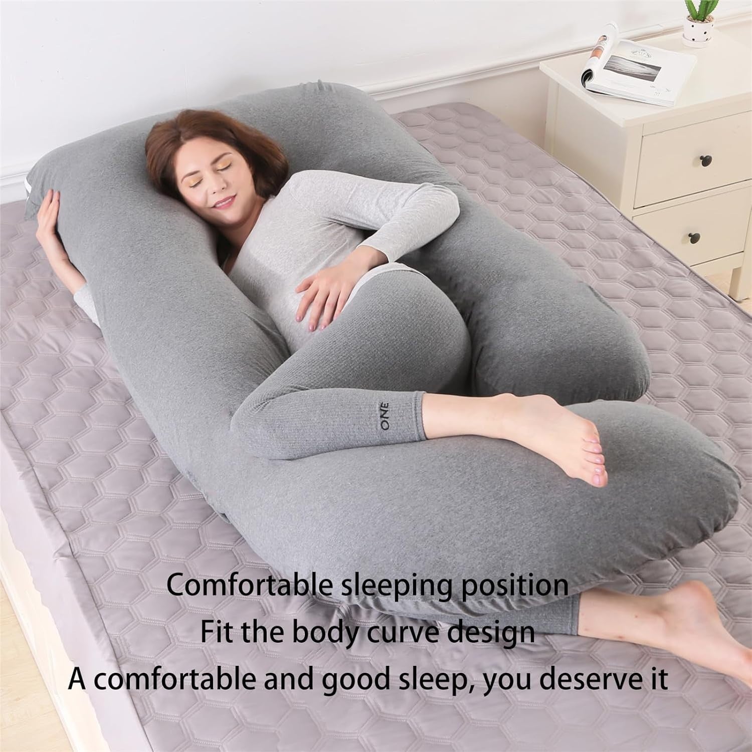 U Shape Body Pillow Full Body Pregnancy Support Soft Washable Cover