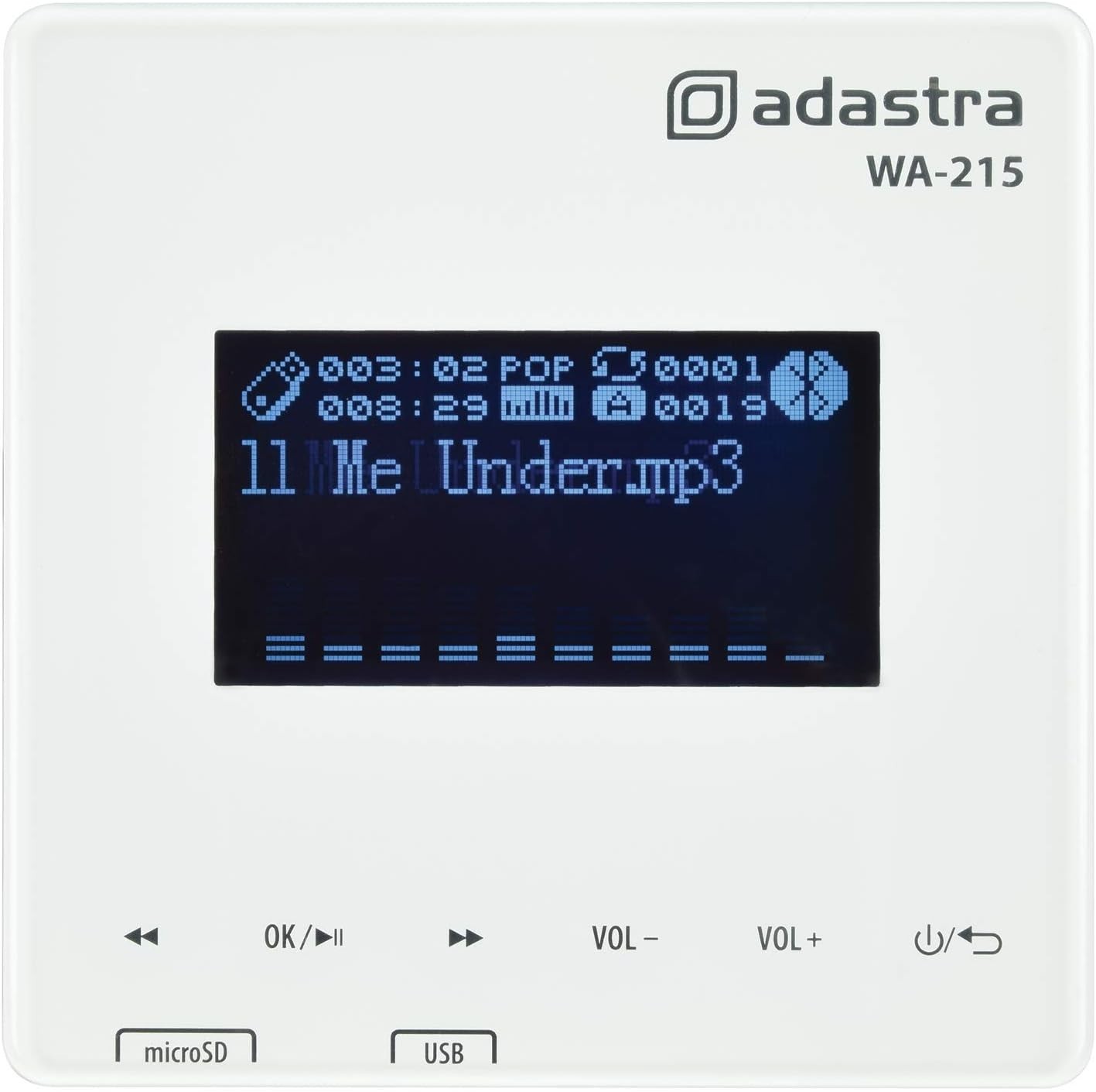 Mini Wall Stereo Amplifier 30W Bluetooth USB MicroSD FM Tuner Player
