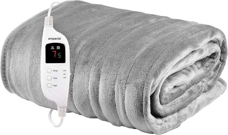 Electric Heated Throw Blanket 9 Heat Settings Digital Timer Soft Fleece 160x130c