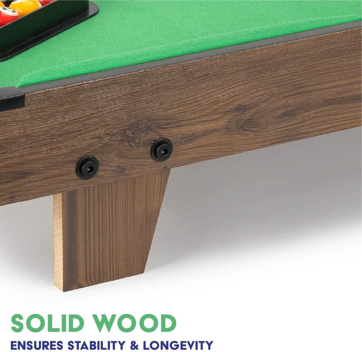 25in Tabletop Pool Table Game Portable Wooden Mini Billiards Set