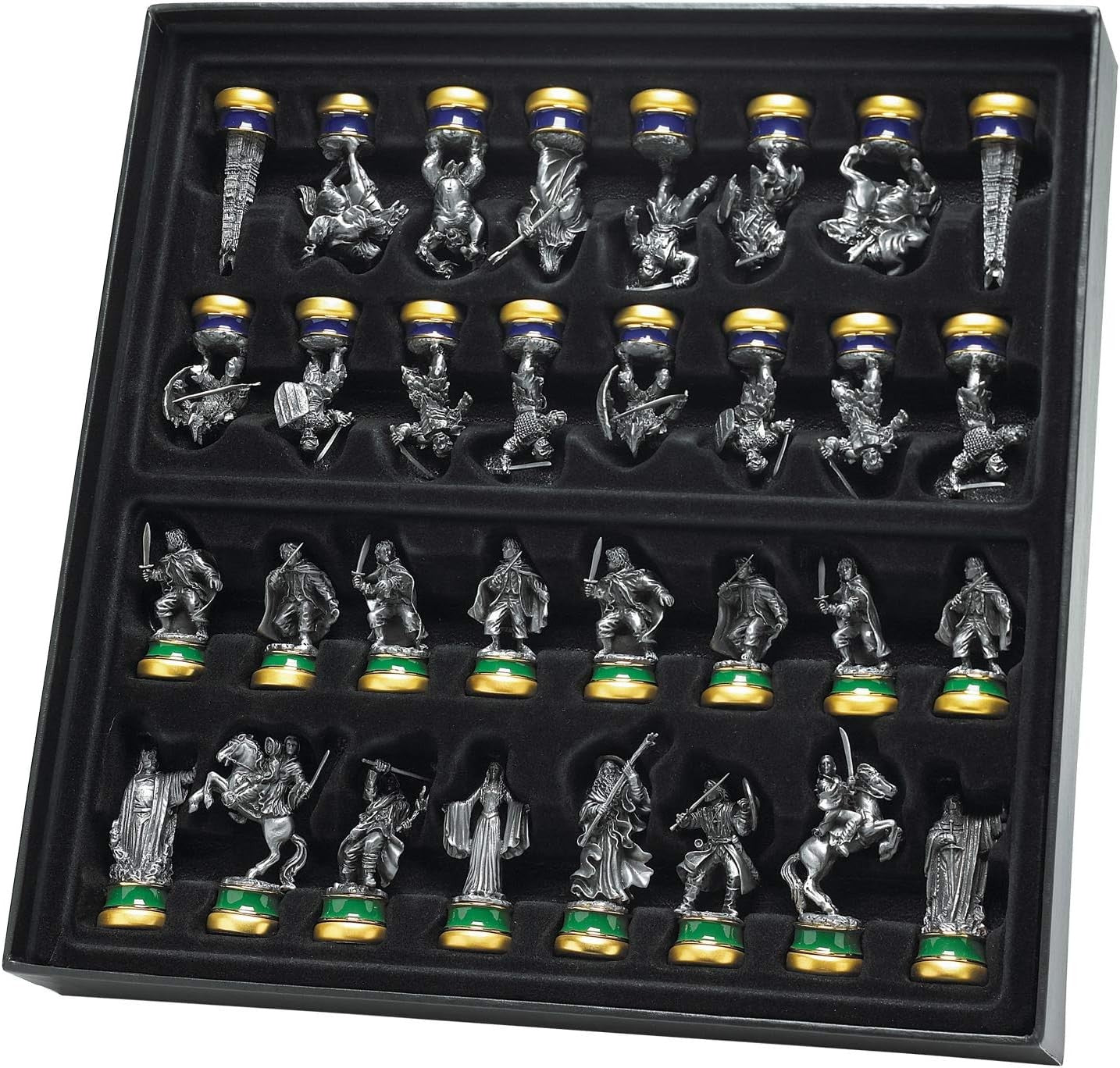 LOTR Collectible Chess Set – 32 Detailed Sculptures & Premium Display Board