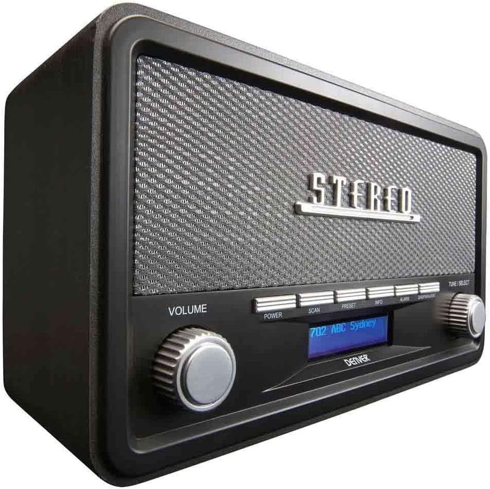 Vintage DAB/DAB+ FM Radio with Bluetooth, Clock & AUX – Grey Wood
