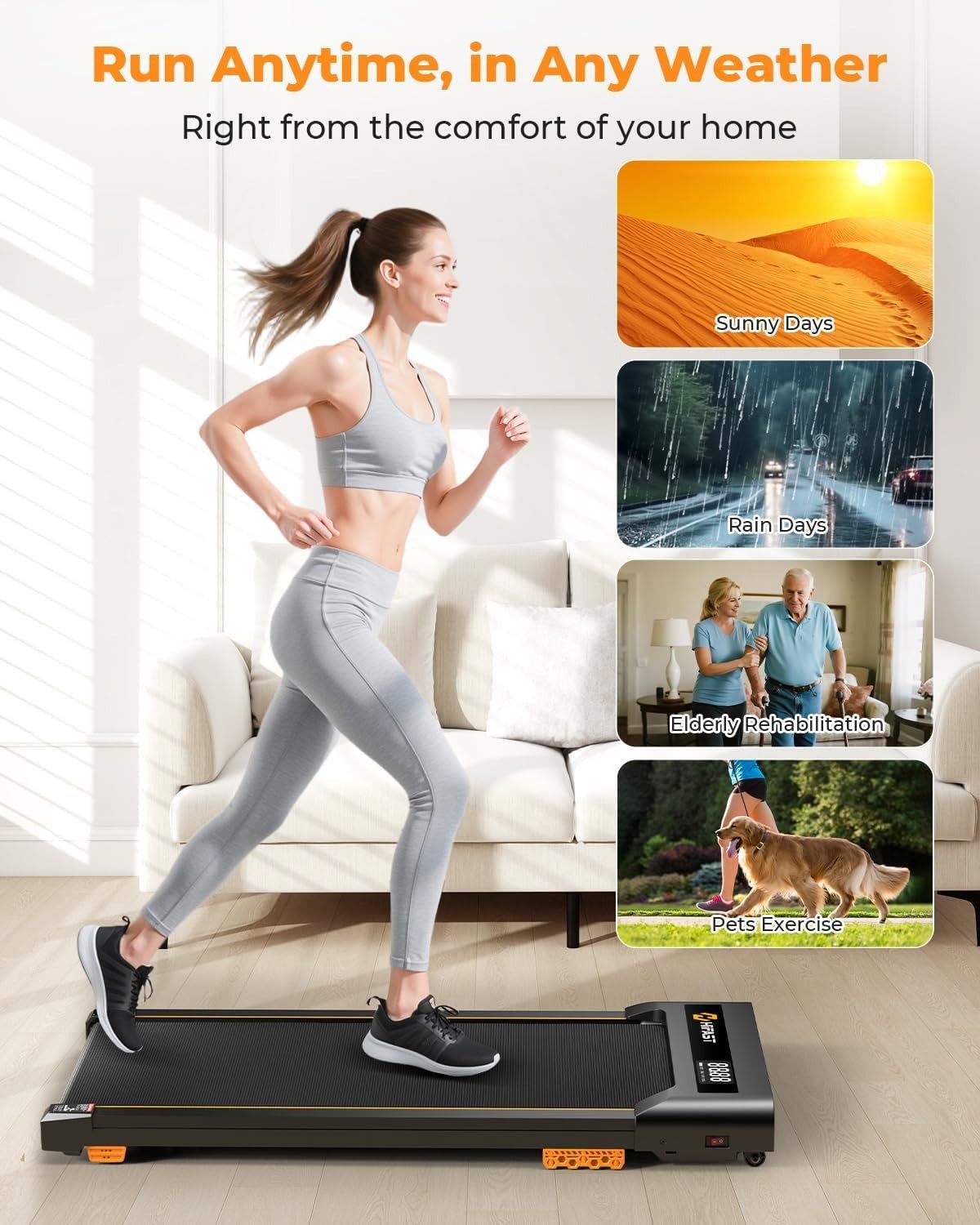 Under Desk Treadmill 3-in-1 Portable Walking Pad 2.5HP Quiet Motor