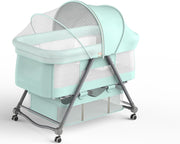 Baby Bedside Sleeper Co-Sleeping Crib Bassinet w/ Mattress Breathable Mesh Green