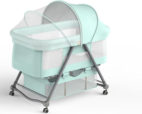 Baby Bedside Sleeper Co-Sleeping Crib Bassinet w/ Mattress Breathable Mesh Green