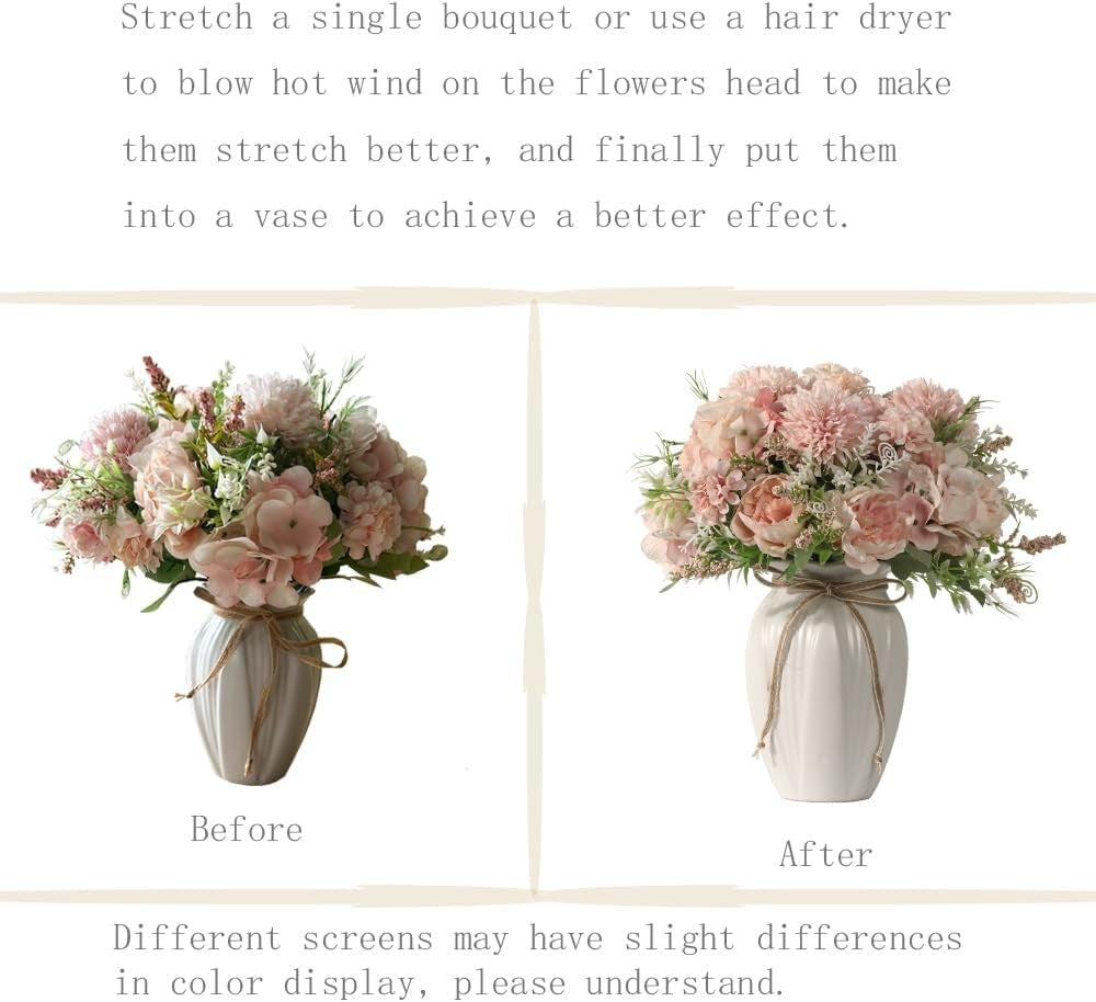 Artificial Peony Flower Arrangement in Vase Pink Luxury Faux Home Decor