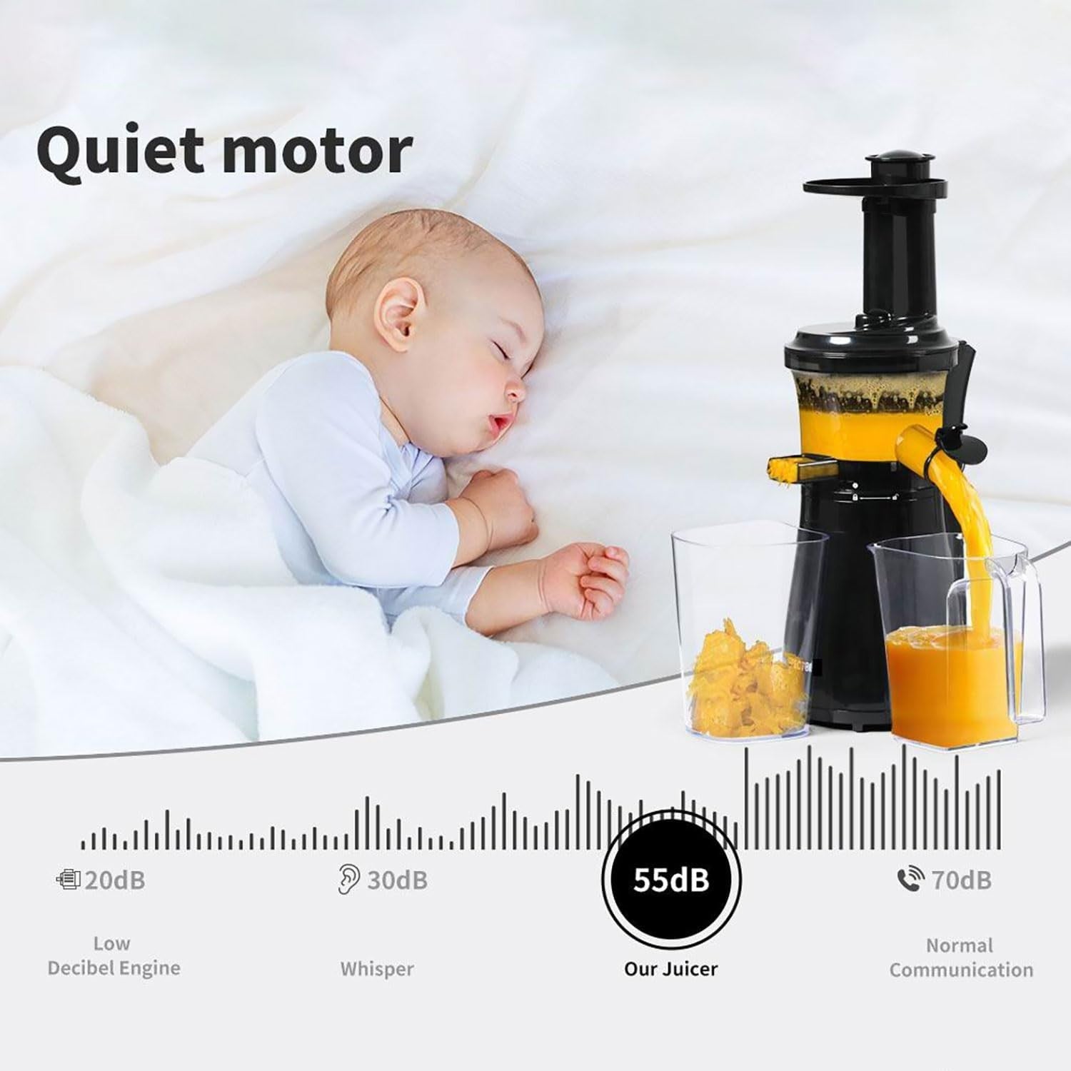 Slow Masticating Juicer Cold Press Quiet Motor Reverse Easy Clean