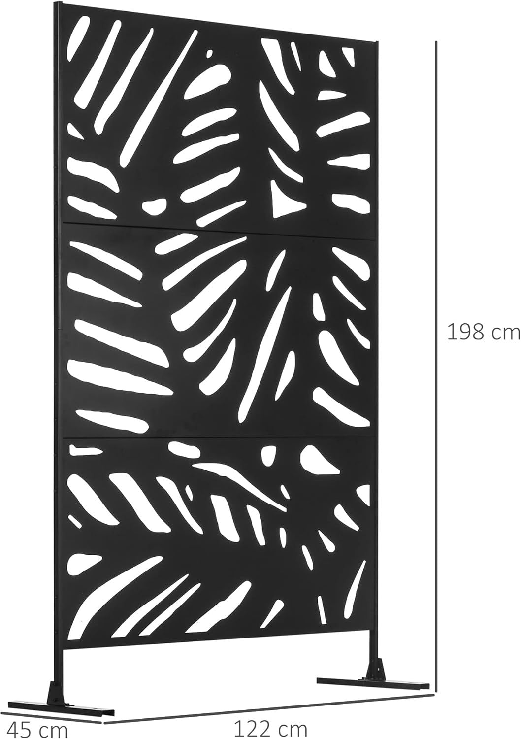 Garden Privacy Screen Freestanding Metal Divider Outdoor Decor Large Leaf Panel