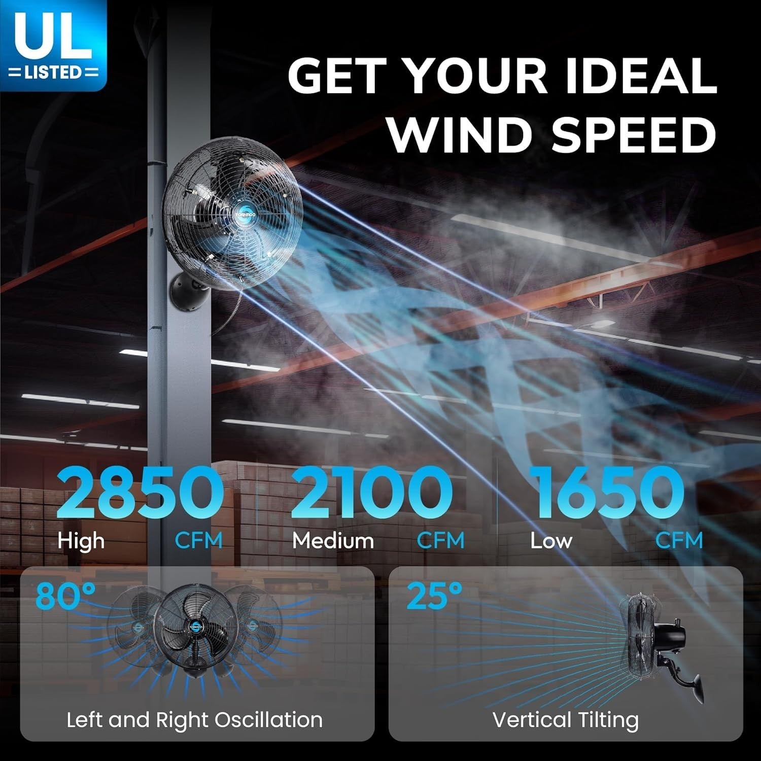 16-Inch Outdoor Wall Fan – 3-Speed Misting Cooling System for Patio & Greenhouse