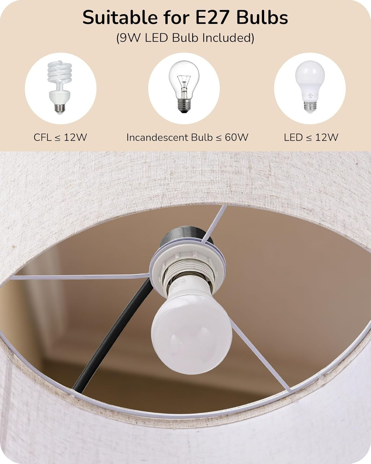 Arc Floor Lamp Dimmable Remote Control Rotatable Head LED Standing Light