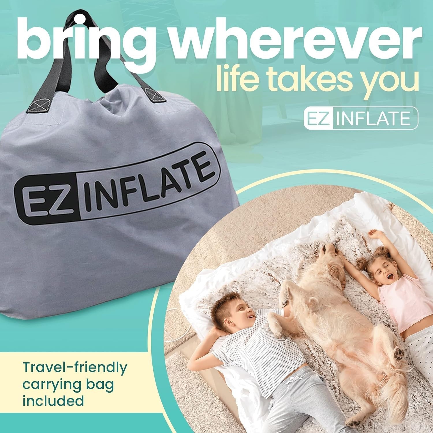 Double-High Twin Air Mattress with Built-in Pump & Flocked Top