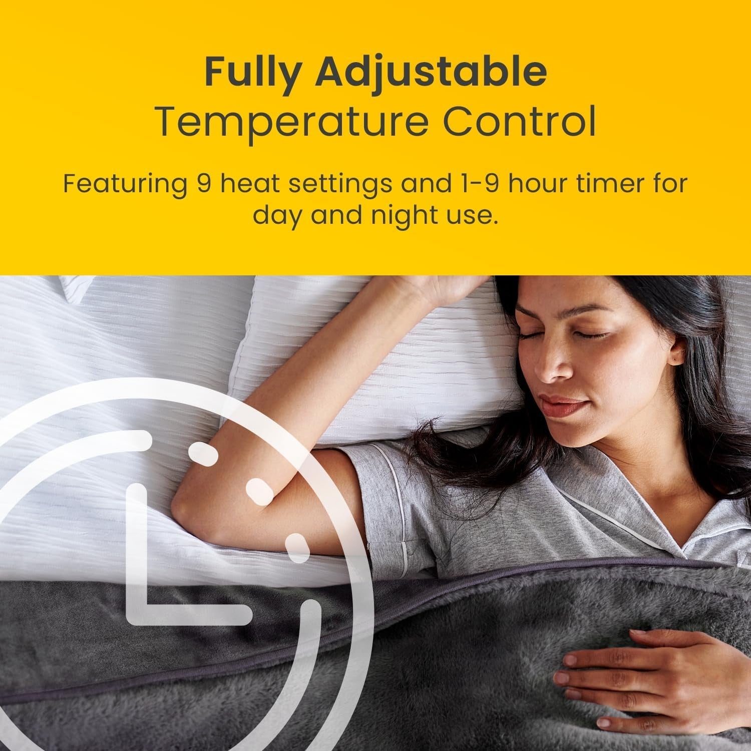 Electric Heated Throw Blanket Faux Fur 9 Heat Settings Timer Washable