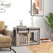 Medium Dog Crate Furniture with Sliding Barn Door & Washable Cushion