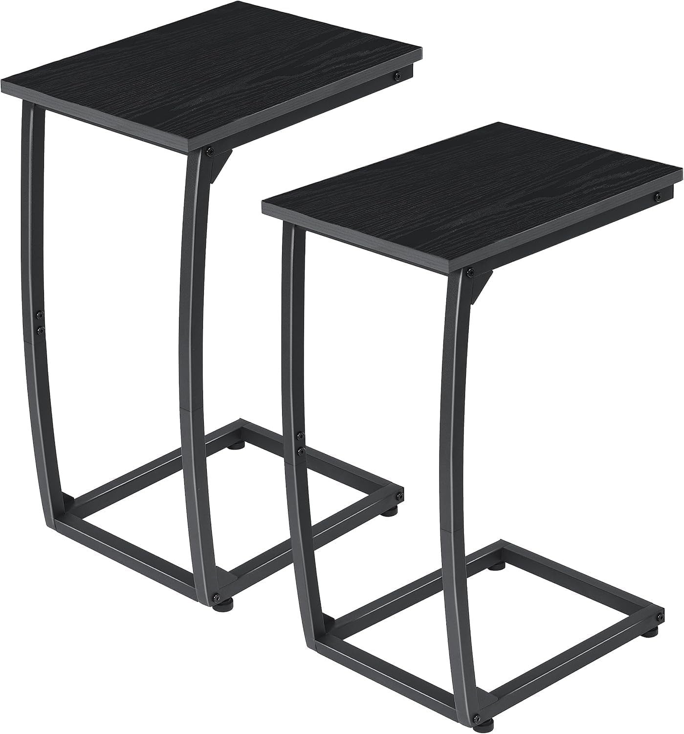 C Shape Black Side Table 2Sofa Laptop Snack Stand Narrow TV Tray for Living Room