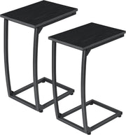C Shape Black Side Table 2Sofa Laptop Snack Stand Narrow TV Tray for Living Room