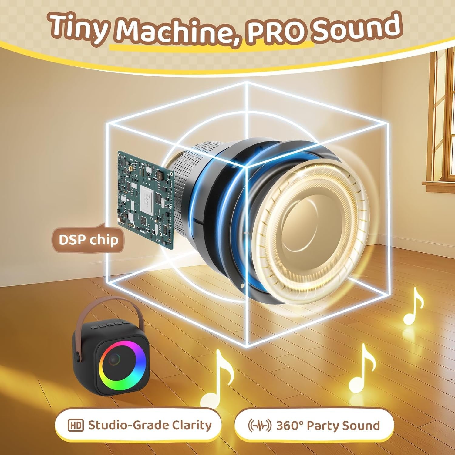 Kids Karaoke Machine 2 Mics RGB Lights Bluetooth Speaker