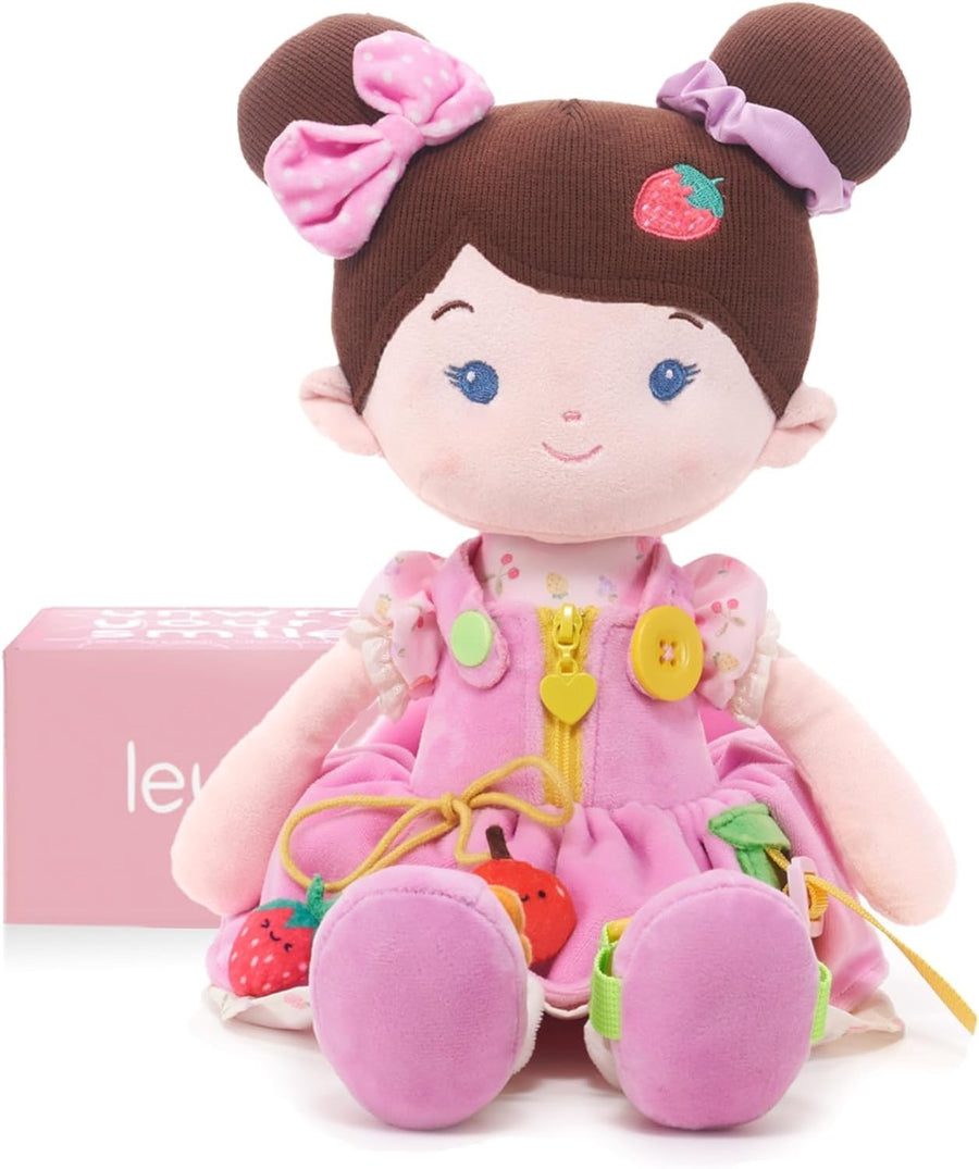 Busy Montessori Plush Doll 16in Sensory Learning Toy with Buttons