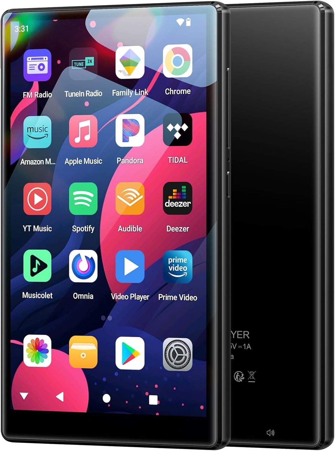 96GB MP3 MP4 Player Black 5" Android 13 Bluetooth